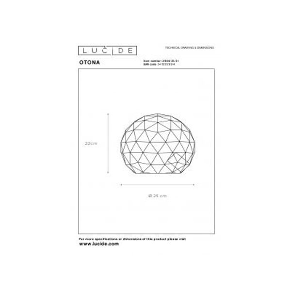 Lucide OTONA - Tafellamp - Ø 25 cm - 1xE27 - Wit Lucide