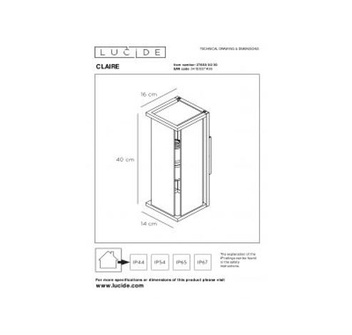 CLAIRE - Wandlamp Buiten - 2xE27 - IP54 - Antraciet Lucide  Lucide