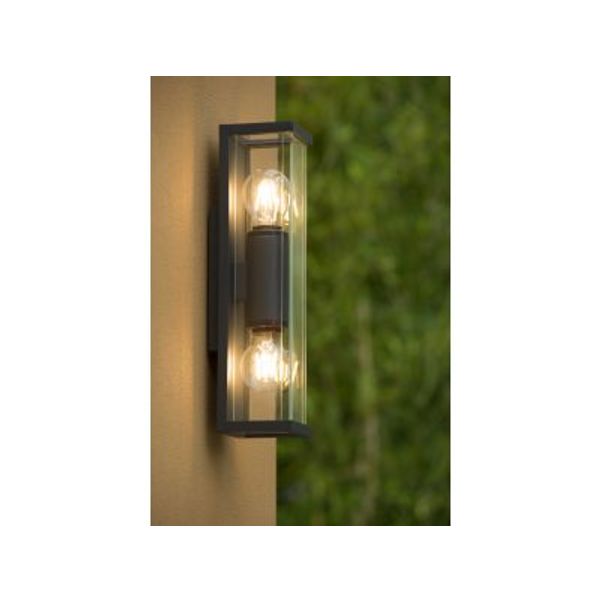 Lucide CLAIRE MINI - Wandlamp Buiten - 2xE27 - IP54 - Antraciet Lucide