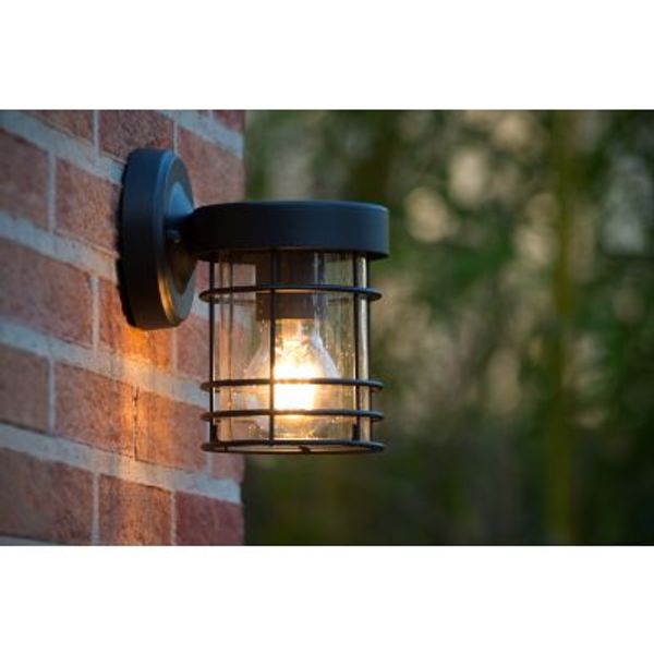 Lucide KEPPEL - Wandlamp Buiten - 1xE27 - IP23 - Zwart Lucide