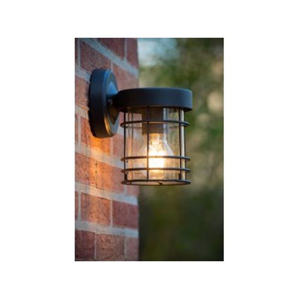 Lucide KEPPEL - Wandlamp Buiten - 1xE27 - IP23 - Zwart Lucide