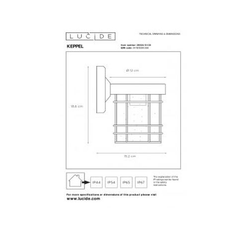 KEPPEL - Wandlamp Buiten - 1xE27 - IP23 - Zwart Lucide  Lucide