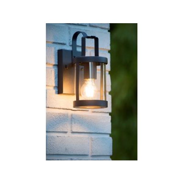 Lucide LINDELO - Wandlamp Buiten - 1xE27 - IP23 - Zwart Lucide