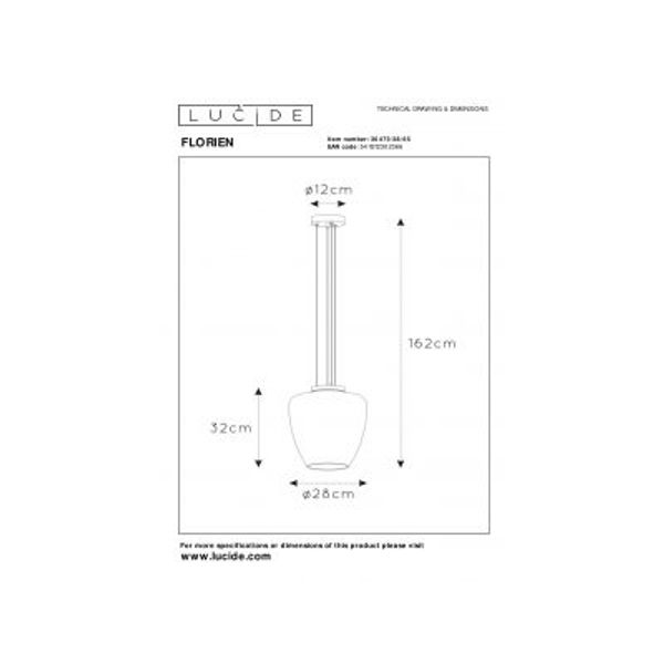 Lucide FLORIEN - Hanglamp - Ø 28 cm - 1xE27 - Fumé Lucide