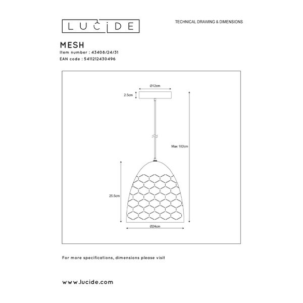 Lucide GALLA - Hanglamp - Ø 25 cm - 1xE27 - Wit Lucide