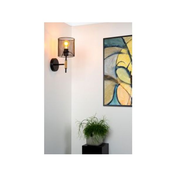 Lucide BASKETT - Wandlamp - 1xE27 - Zwart Lucide