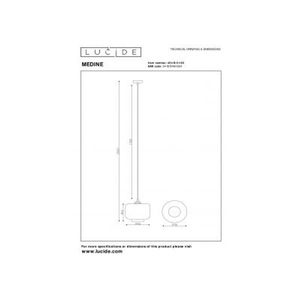 Lucide MEDINE - Hanglamp - Ø 25 cm - 1xE27 - Fumé Lucide