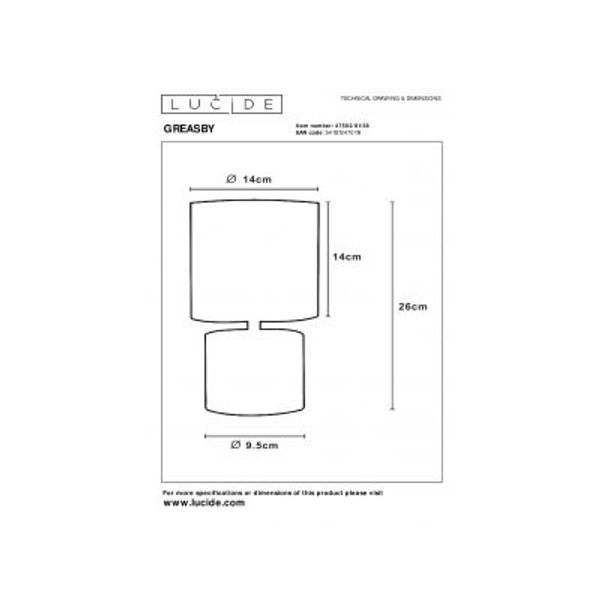 Lucide GREASBY - Tafellamp - Ø 14 cm - 1xE14 - Beige Lucide