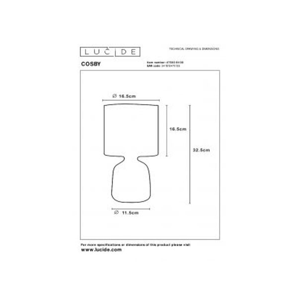 Lucide COSBY - Tafellamp - Ø 16,5 cm - 1xE14 - Grijs Lucide