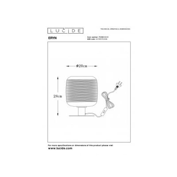 Lucide ERYN - Tafellamp - Ø 20 cm - 1xE27 - Chroom Lucide