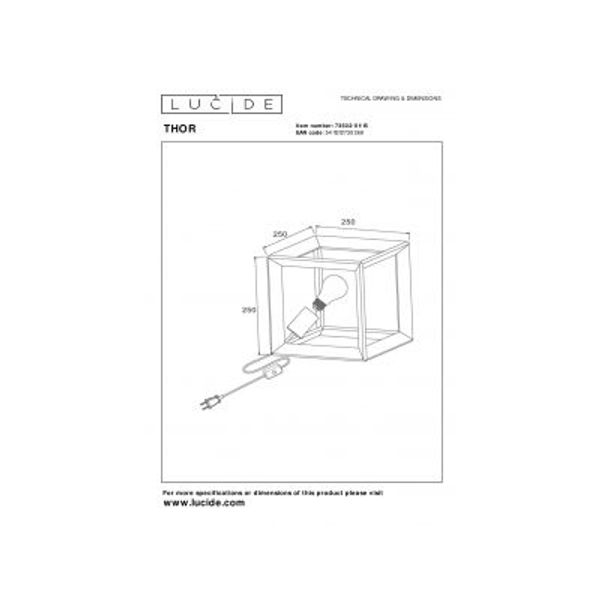 Lucide THOR - Tafellamp - 1xE27 - Grijs ijzer Lucide