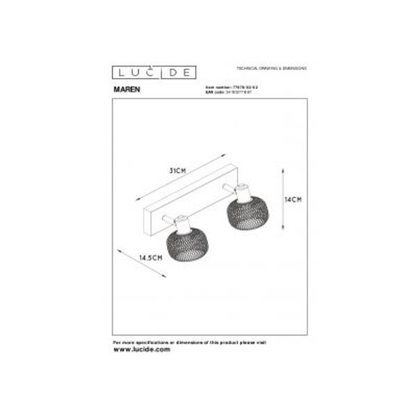 Lucide MAREN - Plafondspot - 2xE14 - Mat Goud / Messing Lucide