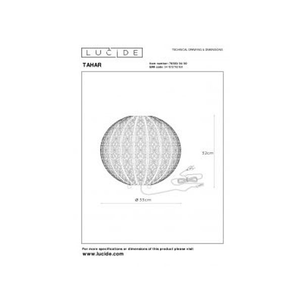 Lucide TAHAR - Tafellamp - Ø 33 cm - 1xE27 - Zwart Lucide