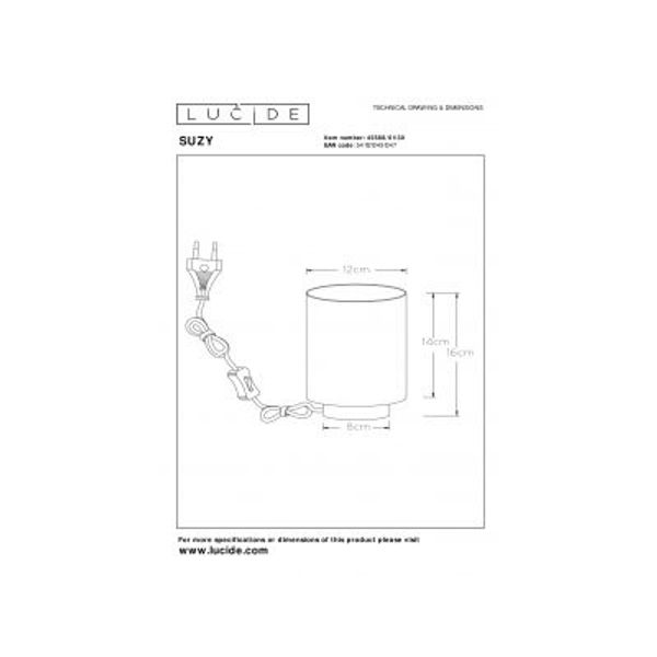 Lucide SUZY - Tafellamp - Ø 12 cm - 1xE14 - Zwart Lucide