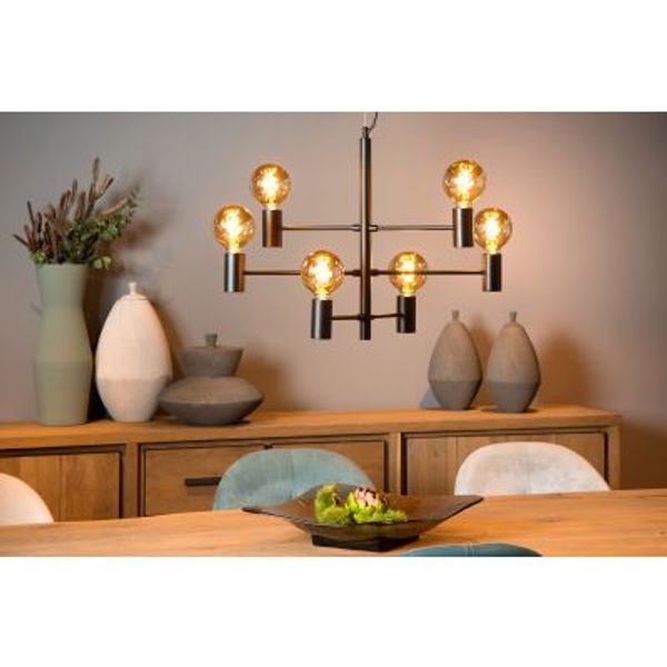 Lucide LEANNE - Hanglamp - 6xE27 - Zwart Lucide