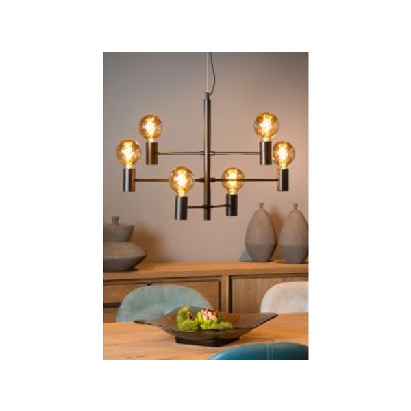 Lucide LEANNE - Hanglamp - 6xE27 - Zwart Lucide