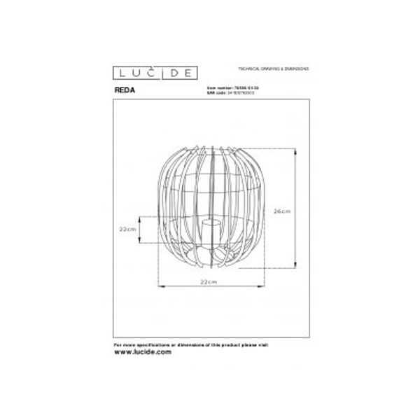 Lucide REDA - Tafellamp - Ø 22 cm - 1xE27 - Zwart Lucide