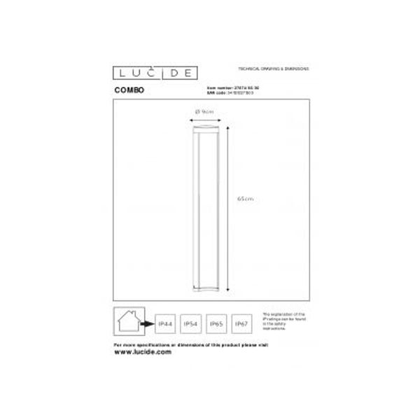 Lucide COMBO - Sokkellamp Buiten - Ø 9 cm - LED - 1x9W 3000K - IP54 - Zwart Lucide