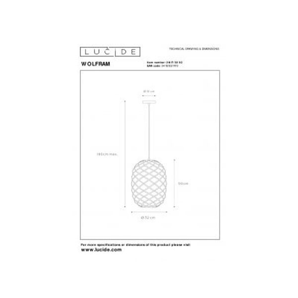 Lucide WOLFRAM - Hanglamp - Ø 32 cm - 1xE27 - Mat Goud / Messing