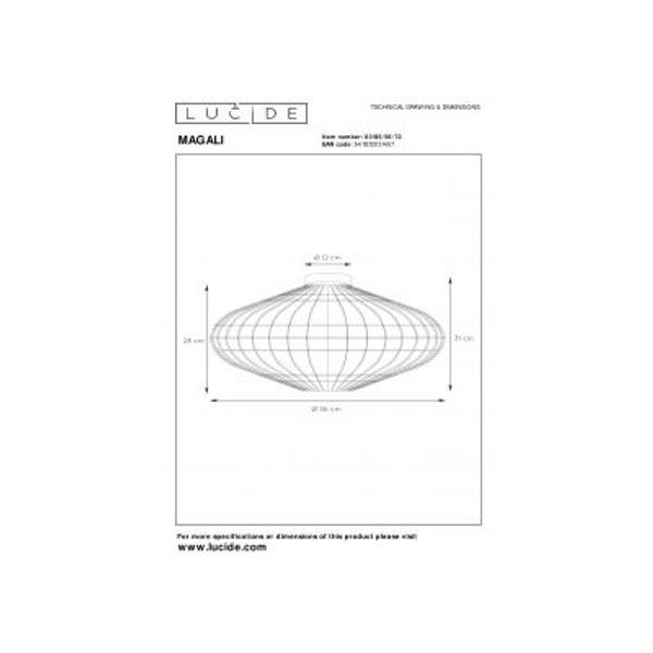 Lucide MAGALI - Plafonnière - Ø 56 cm - 1xE27 - Licht hout