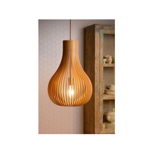 Lucide BODO - Hanglamp - Ø 38 cm - 1xE27 - Licht hout