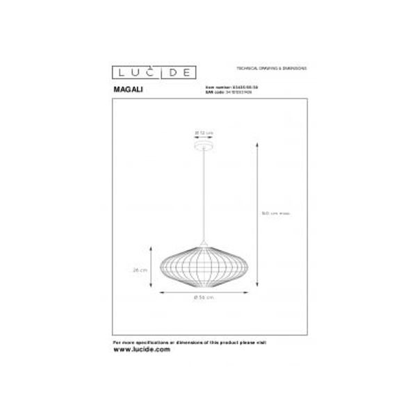 Lucide MAGALI - Hanglamp - Ø 56 cm - 1xE27 - Zwart