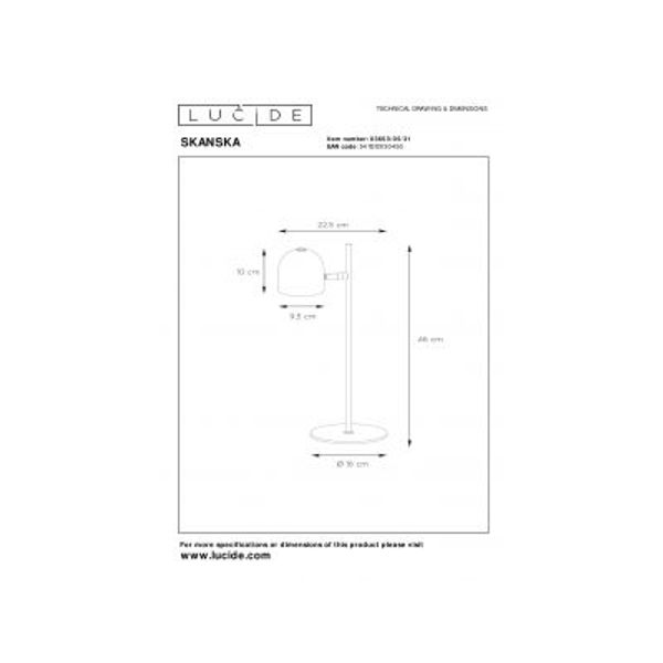 Lucide SKANSKA - Bureaulamp - Ø 16 cm - LED Dimb. - 1x5W 3000K - Wit