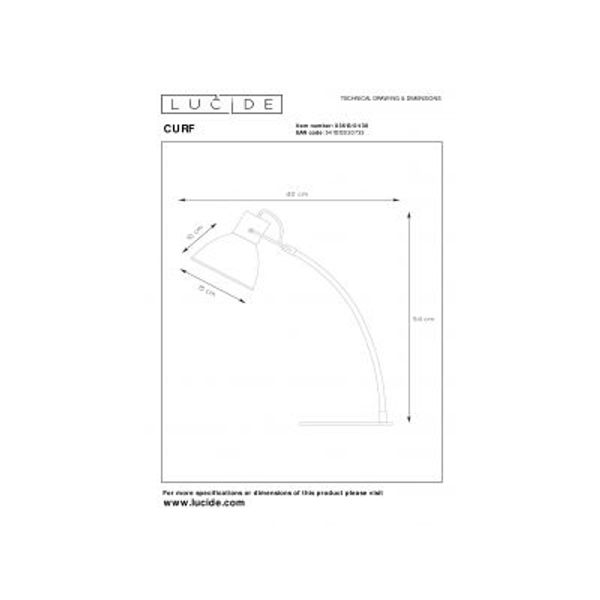 Lucide CURF - Bureaulamp - 1xE27 - Zwart