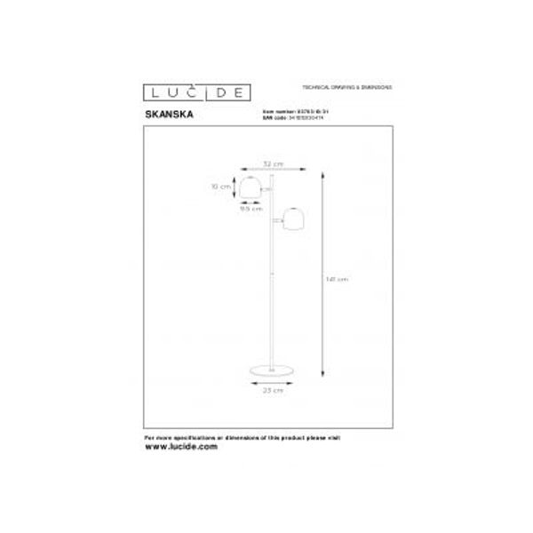 Lucide SKANSKA - Vloerlamp - LED Dimb. - 2x5W 3000K - Wit