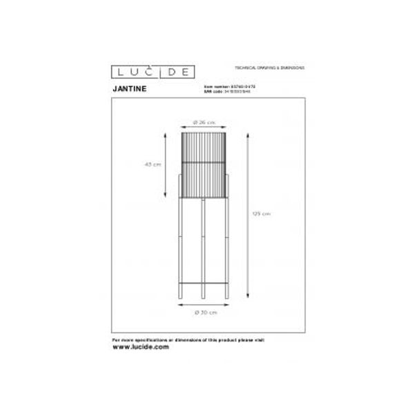 Lucide JANTINE - Vloerlamp - Ø 30 cm - 1xE27 - Licht hout