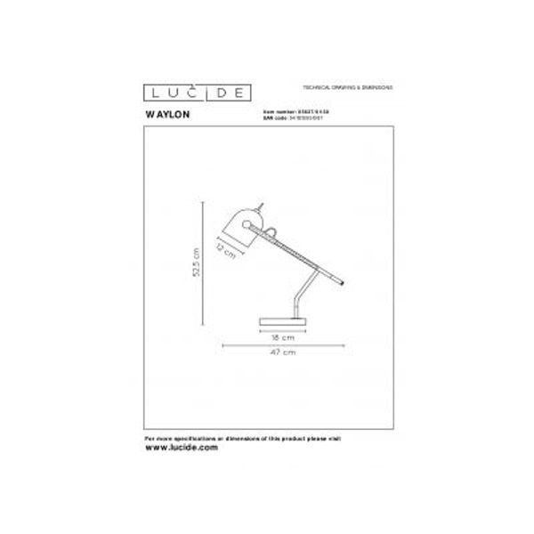 Lucide WAYLON - Bureaulamp - 1xE27 - Zwart