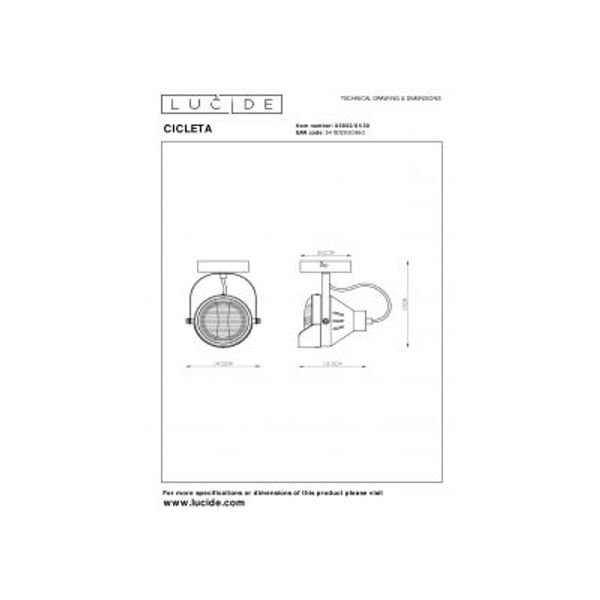 Lucide CICLETA - Plafondspot - 1xGU10 - Zwart