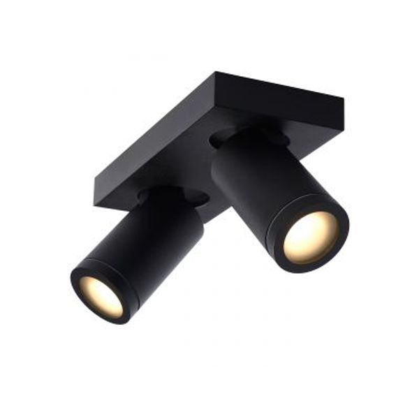 Lucide TAYLOR - Plafondspot Badkamer - LED Dim to warm - GU10 - 2x5W 2200K/3000K - IP44 - Zwart