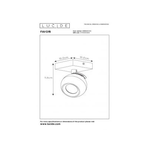 Lucide FAVORI - Plafondspot - 1xGU10 - Wit