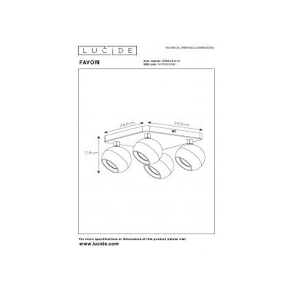 Lucide FAVORI - Plafondspot - 4xGU10 - Wit