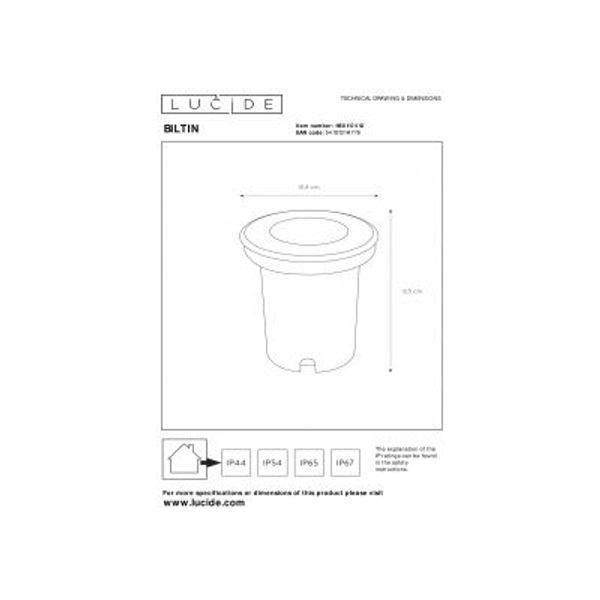 Lucide BILTIN - Grondspot Buiten - Ø 10,8 cm - 1xGU10 - IP67 - Mat chroom