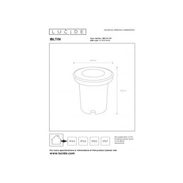 Lucide BILTIN - Grondspot Buiten - Ø 10,8 cm - 1xGU10 - IP67 - Zwart