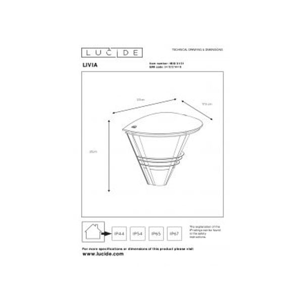 Lucide LIVIA - Wandlamp Buiten - 1xE27 - IP44 - Wit