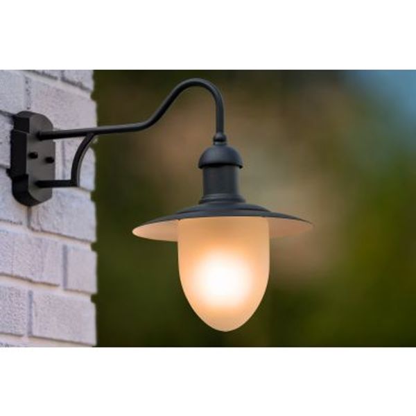 Lucide ARUBA - Wandlamp Buiten - Ø 25 cm - 1xE27 - IP44 - Zwart