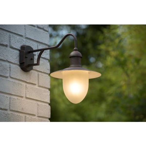 Lucide ARUBA - Wandlamp Buiten - Ø 25 cm - 1xE27 - IP44 - Roest bruin