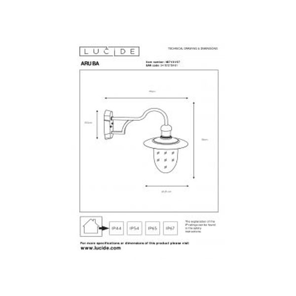 Lucide ARUBA - Wandlamp Buiten - Ø 25 cm - 1xE27 - IP44 - Roest bruin