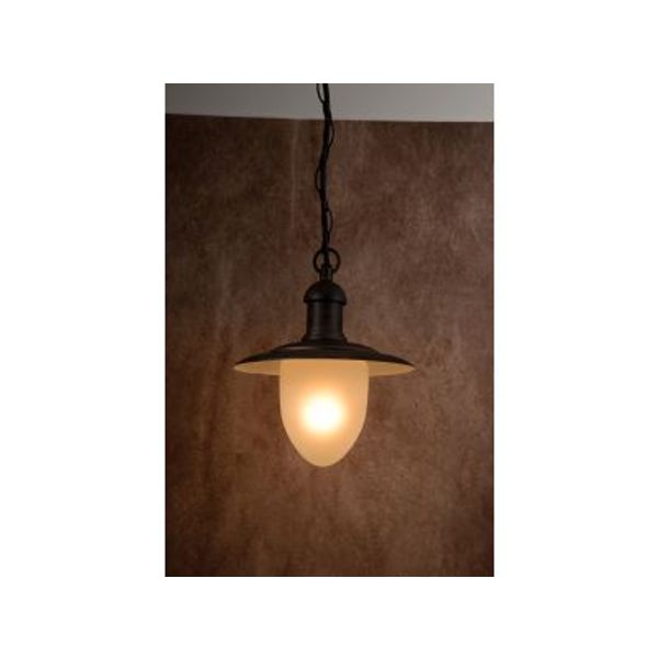 Lucide ARUBA - Hanglamp Buiten - Ø 25 cm - 1xE27 - IP44 - Roest bruin