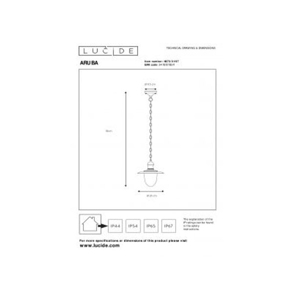 Lucide ARUBA - Hanglamp Buiten - Ø 25 cm - 1xE27 - IP44 - Roest bruin