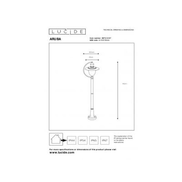 Lucide ARUBA - Lantaarnpaal Buiten - 1xE27 - IP44 - Roest bruin