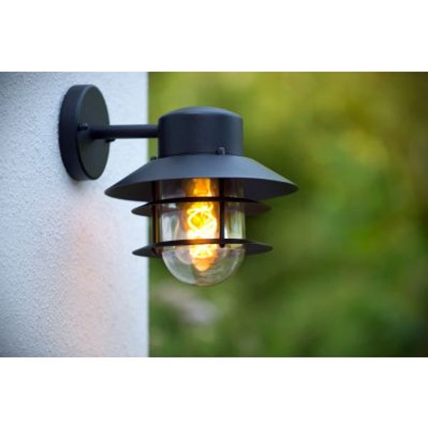 Lucide ZICO - Wandlamp Buiten - Ø 21,8 cm - 1xE27 - IP44 - Zwart