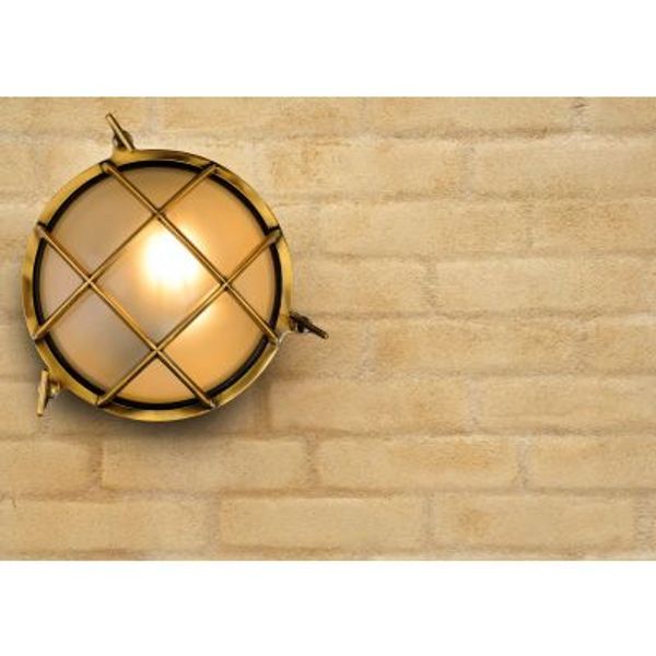 Lucide DUDLEY - Wandlamp Buiten - Ø 25 cm - 1xE27 - IP65 - Mat Goud / Messing