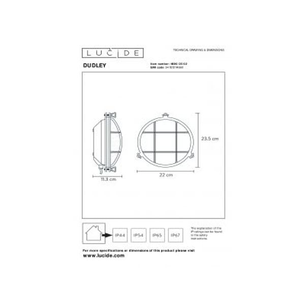 Lucide DUDLEY - Wandlamp Buiten - Ø 25 cm - 1xE27 - IP65 - Mat Goud / Messing