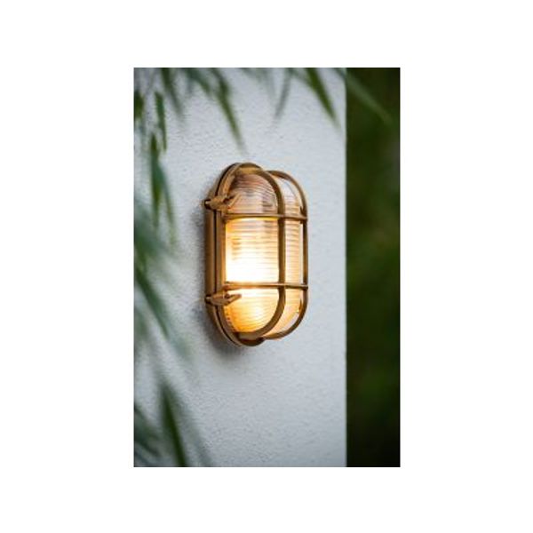 Lucide DUDLEY - Wandlamp Buiten - 1xE27 - IP65 - Mat Goud / Messing