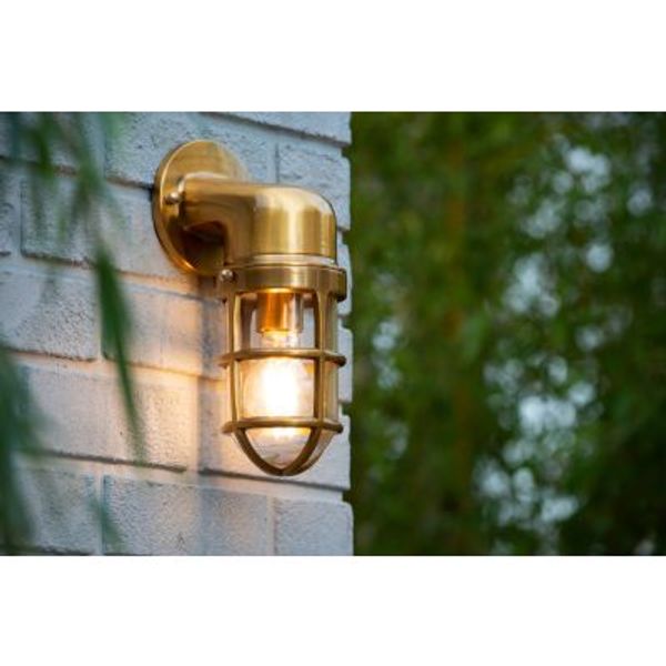 Lucide DUDLEY - Wandlamp Buiten - 1xE27 - IP65 - Mat Goud / Messing