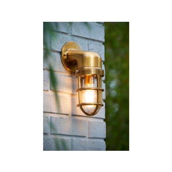 Lucide DUDLEY - Wandlamp Buiten - 1xE27 - IP65 - Mat Goud / Messing